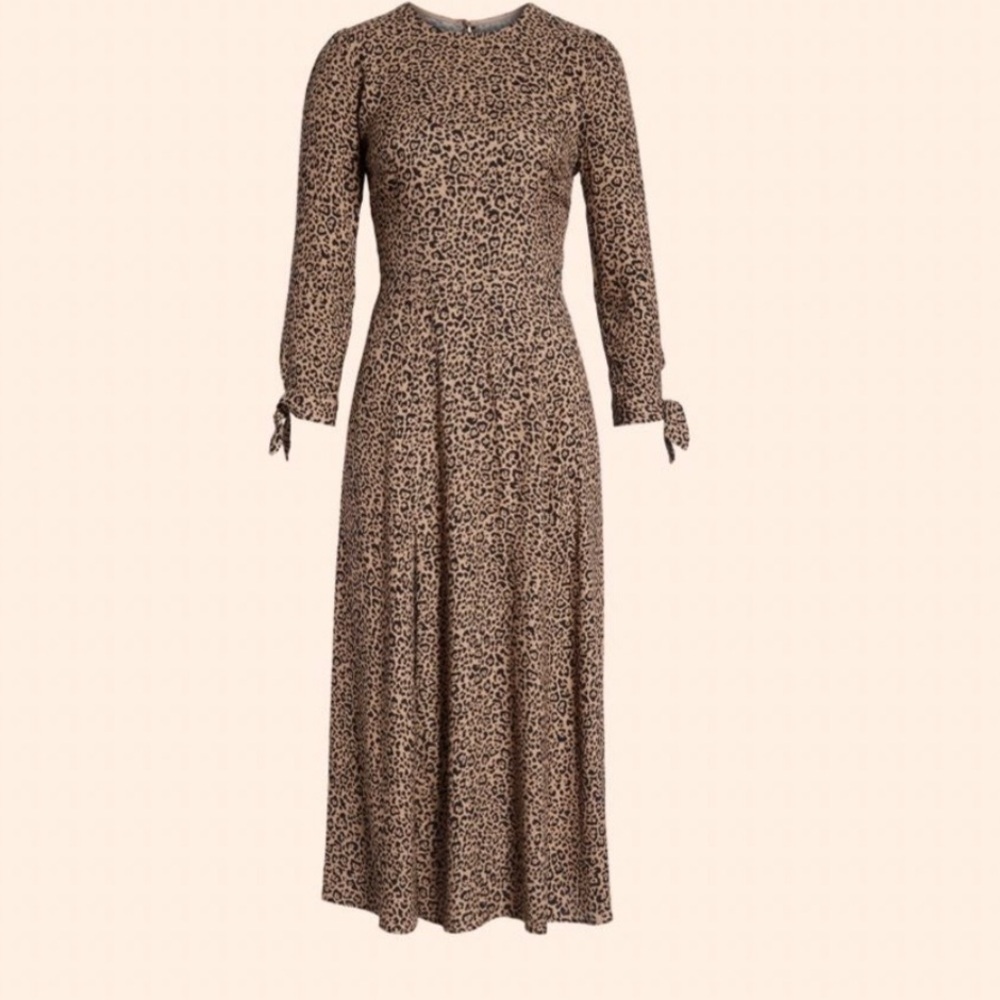 REFORMATION ZELDA MIDI DRESS BENGAL LEOPARD ANIMAL PRINT BLACK BROWN SIZE 6